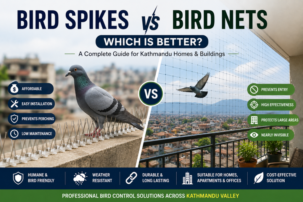 Bird Spikes vs Bird Nets Kathmandu